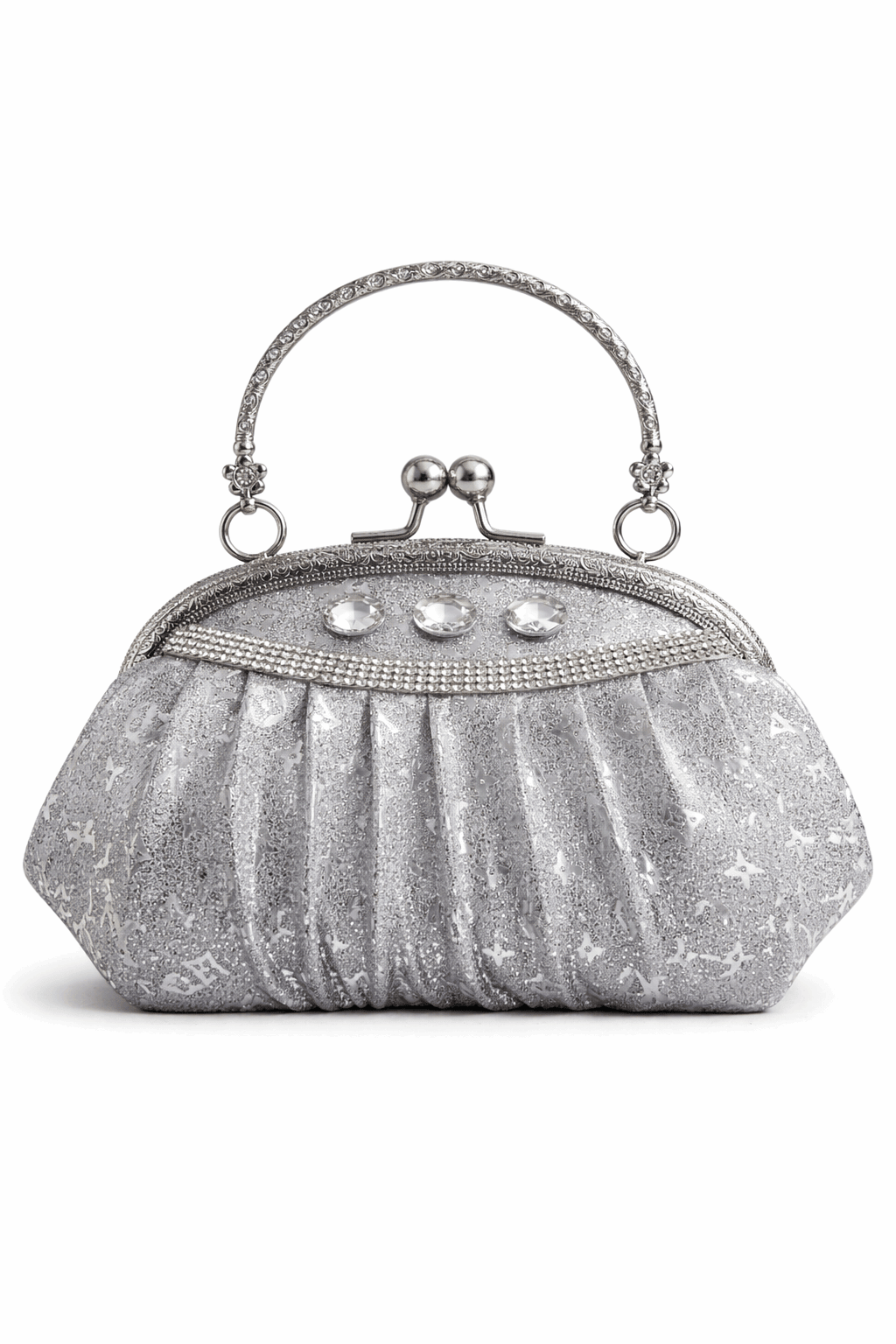 Elegant Silver Crystal Clutch - Nishat Creative Store