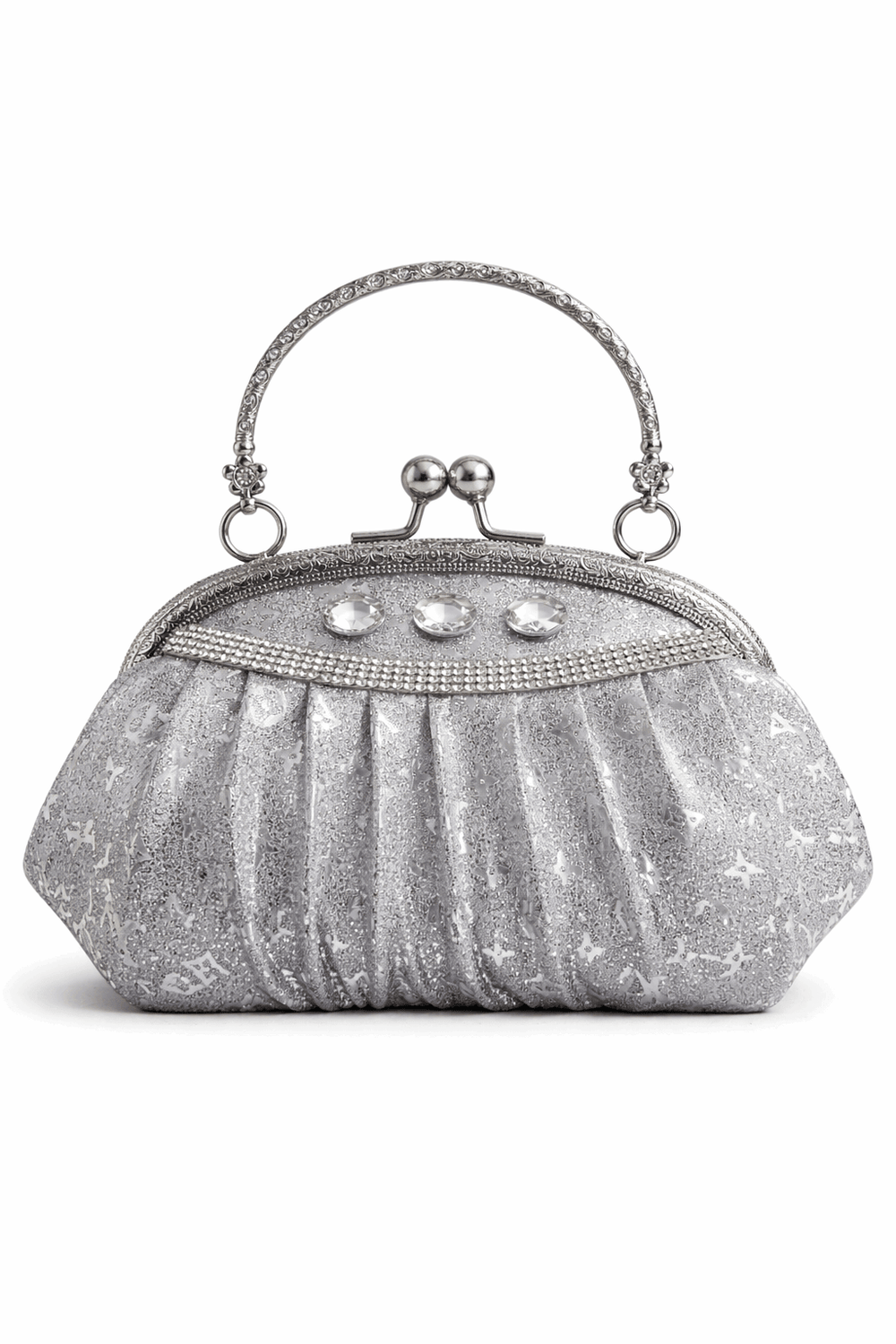 Elegant Silver Crystal Clutch - Nishat Creative Store
