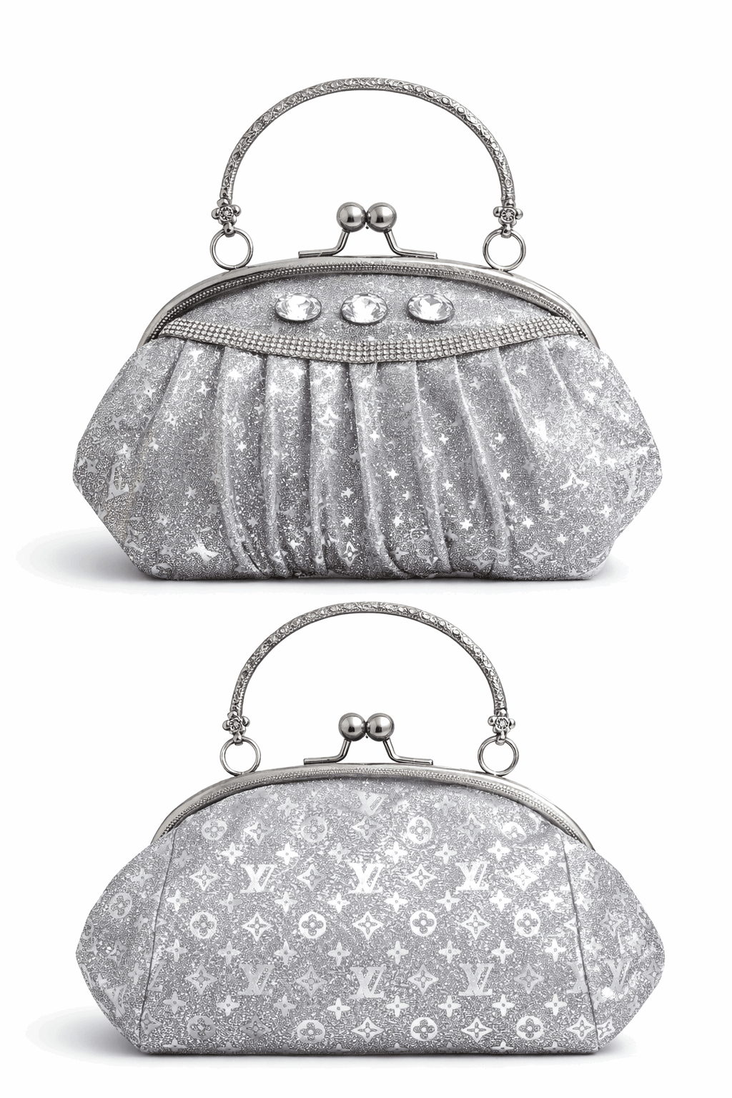 Elegant Silver Crystal Clutch - Nishat Creative Store