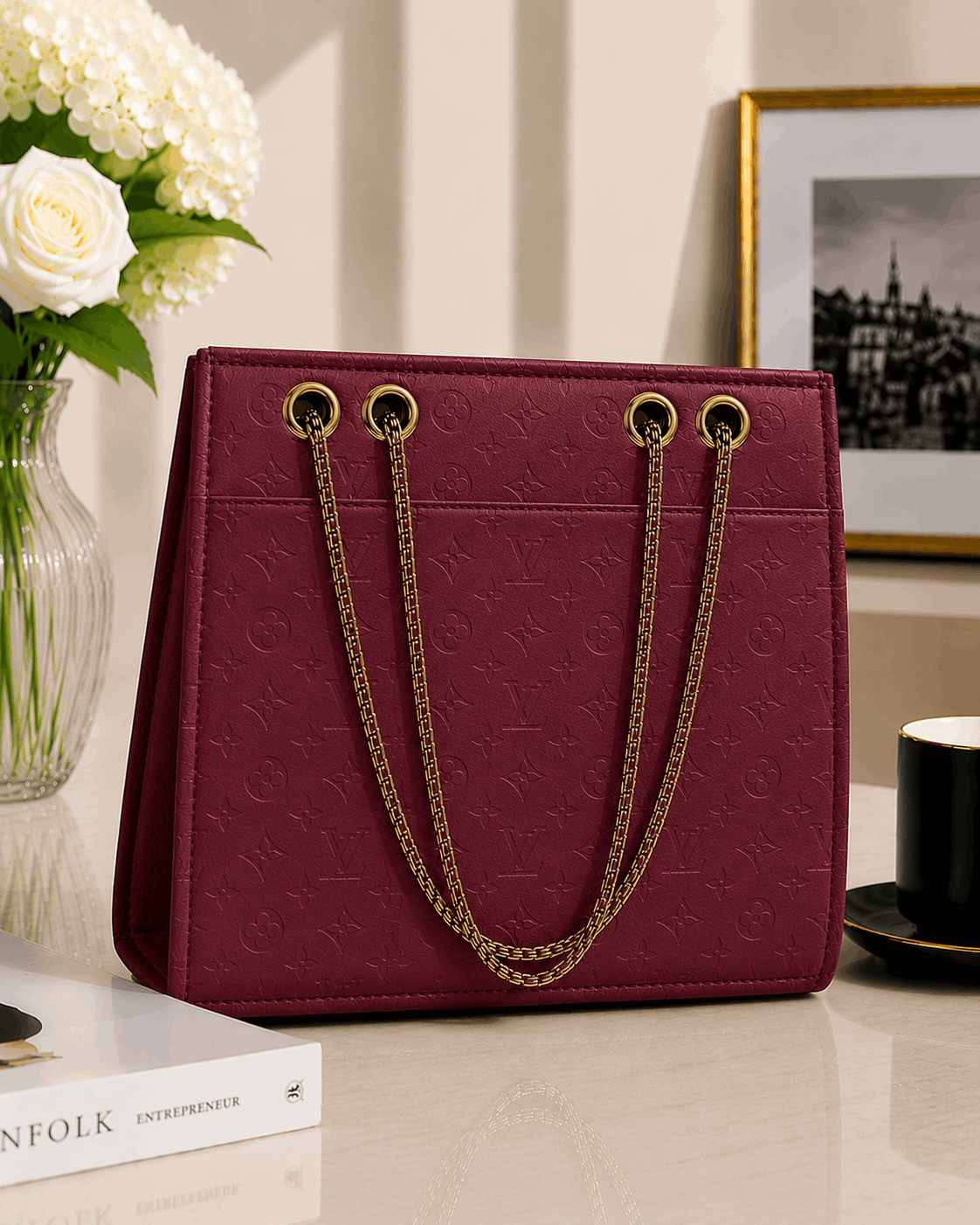 Embossed LV Monogram Tote Bag - Nishat Creative Store