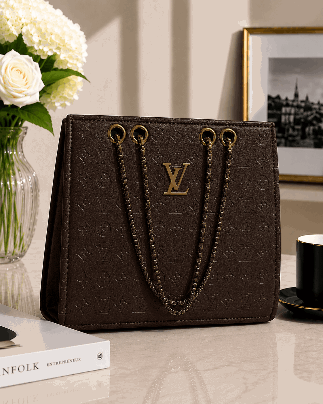 Embossed LV Monogram Tote Bag - Nishat Creative Store