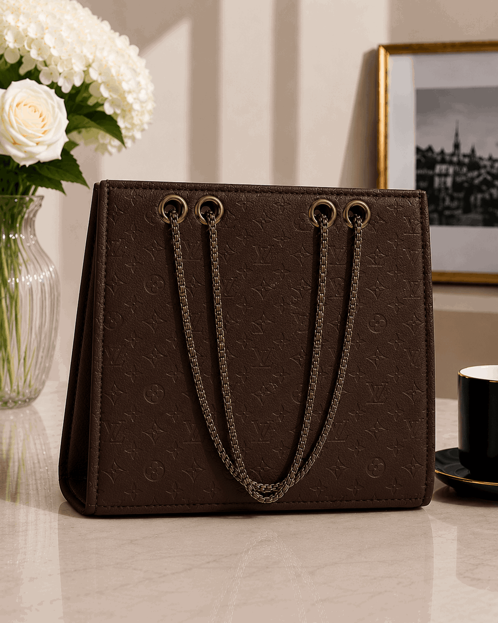 Embossed LV Monogram Tote Bag - Nishat Creative Store