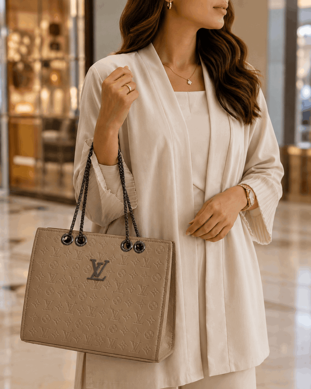 Embossed LV Monogram Tote Bag - Nishat Creative Store