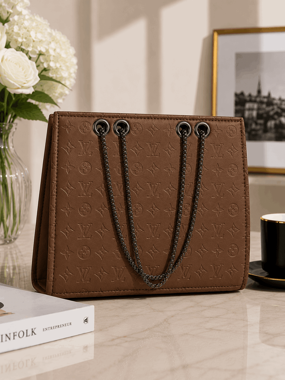 Embossed LV Monogram Tote Bag - Nishat Creative Store
