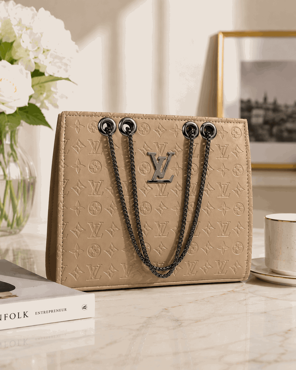 Embossed LV Monogram Tote Bag - Nishat Creative Store