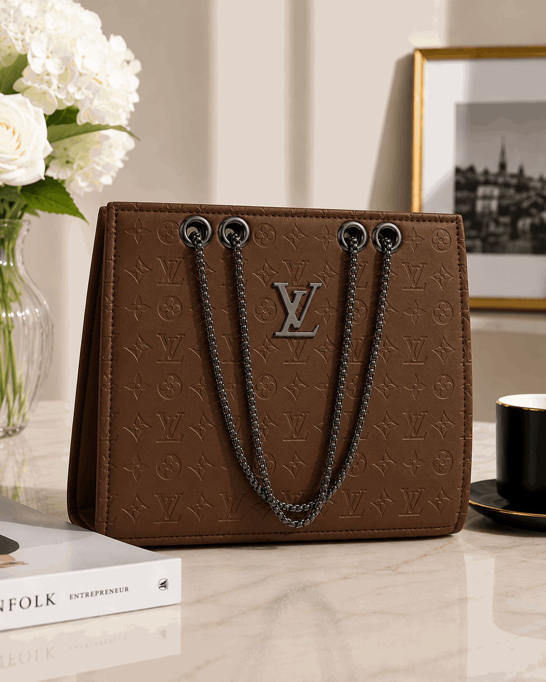 Embossed LV Monogram Tote Bag - Nishat Creative Store