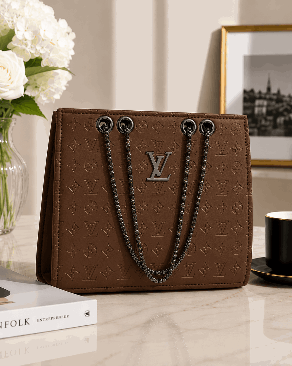 Embossed LV Monogram Tote Bag - Nishat Creative Store