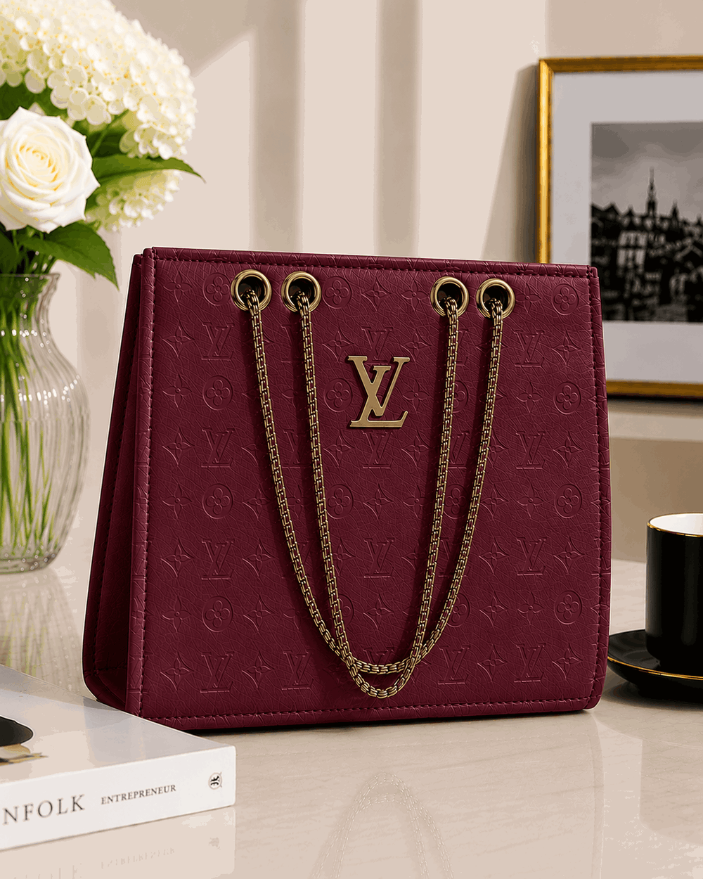 Embossed LV Monogram Tote Bag - Nishat Creative Store