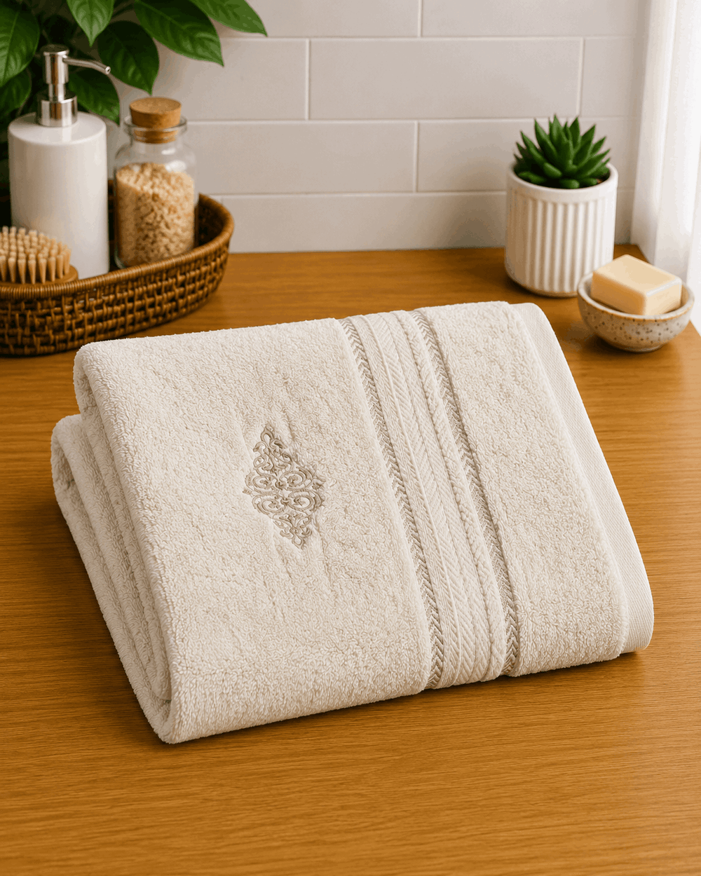 Embroided Nordic Border Hand Towel Set of 2 - Nishat Creative Store