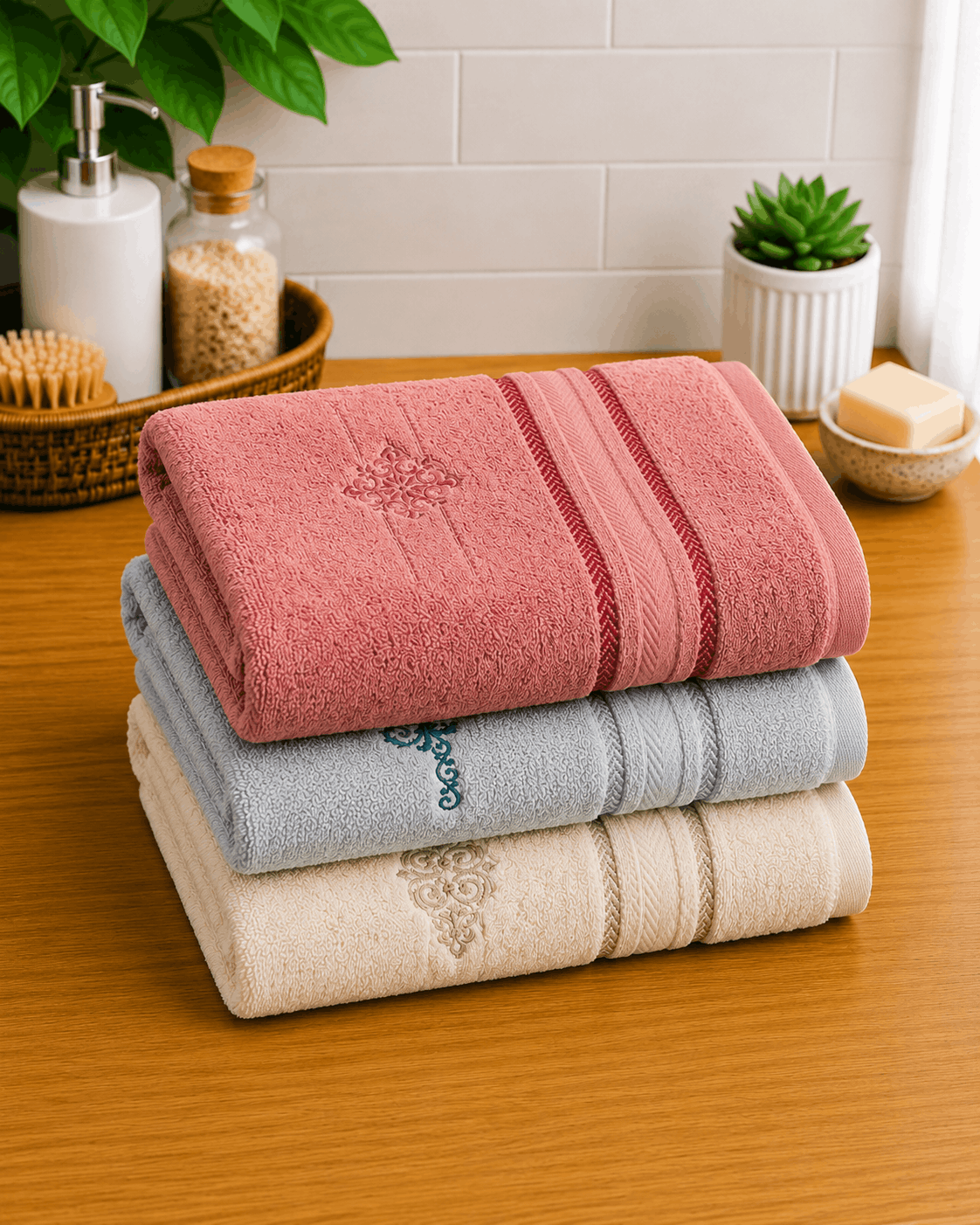 Embroided Nordic Border Hand Towel Set of 2 - Nishat Creative Store