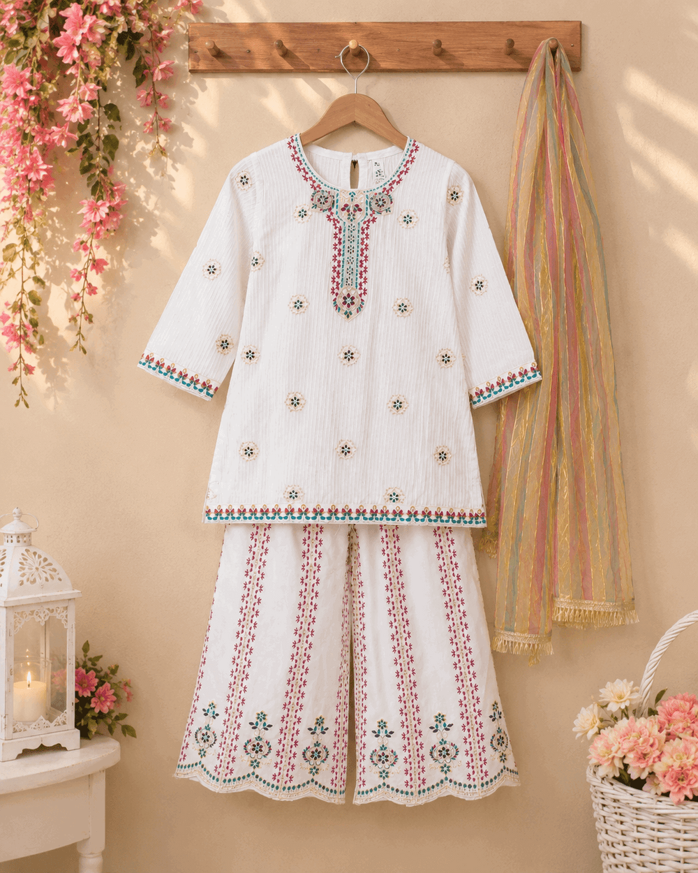 Fairy White Embroidered Suit