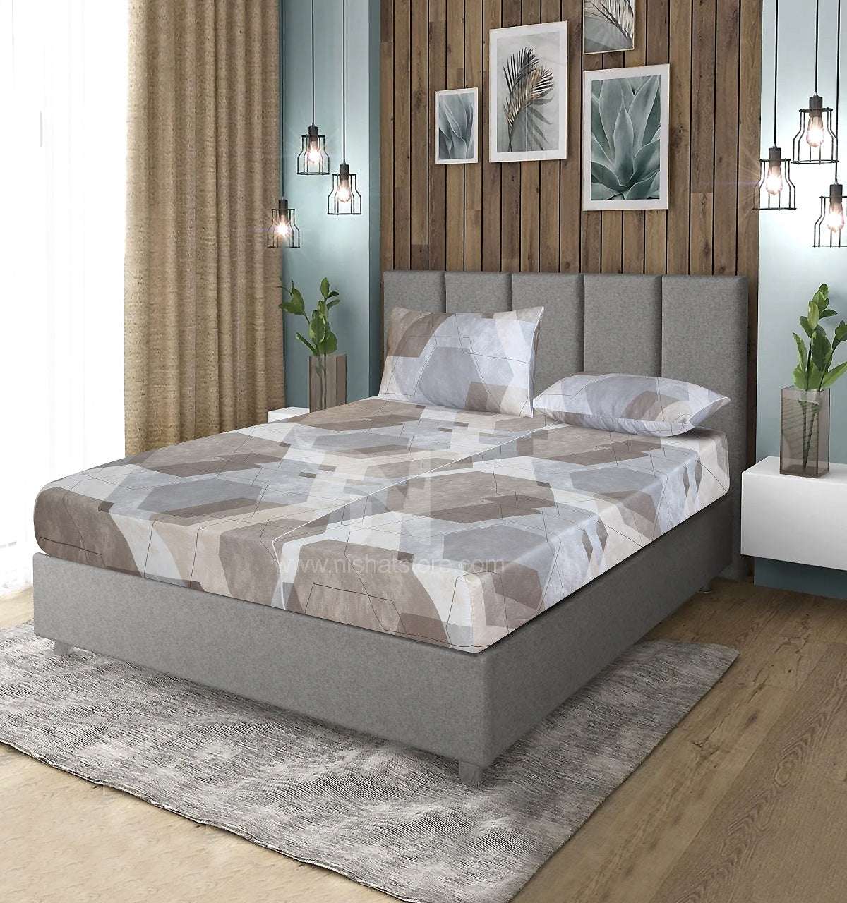 Fitted Double Bed Sheet DS 363 - Nishat Creative Store