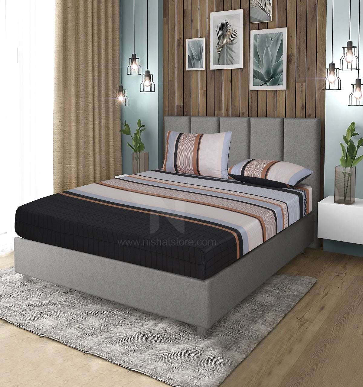 Fitted Double Bed Sheet DS 371 - Nishat Creative Store