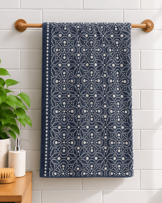 Floral Dotted Band Bath Towel - Nishat Creative Store