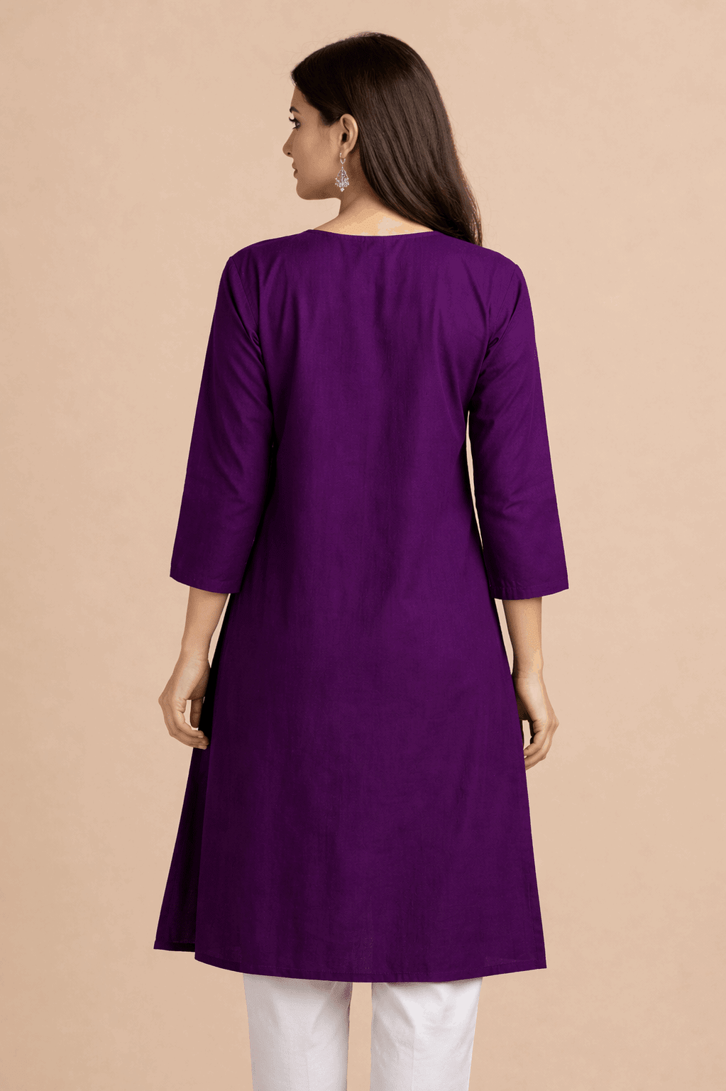 Floral Embroidered Cotton Kurta Purple - Nishat Creative Store