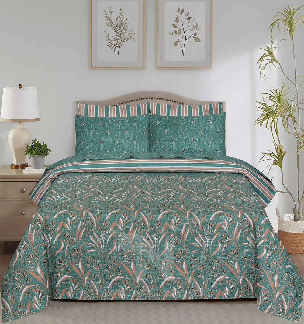 Floral Reversible Cotton Quilt Cover 6 Pcs Design 198 - Nishat Creative Store