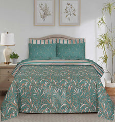 Floral Reversible Cotton Quilt Cover 6 Pcs Design 198 - Nishat Creative Store