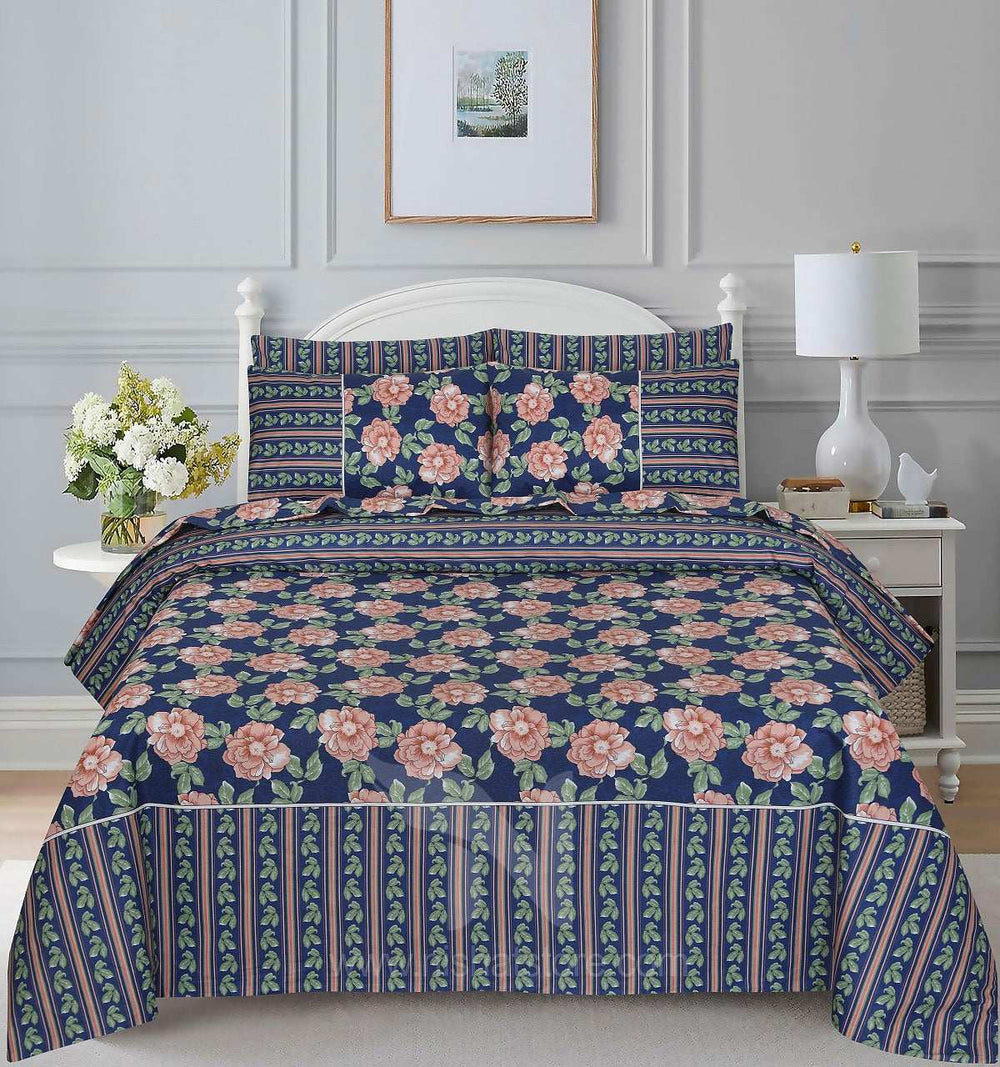 Floral Reversible Cotton Quilt Cover 6 Pcs Design 201 - Nishat Creative Store