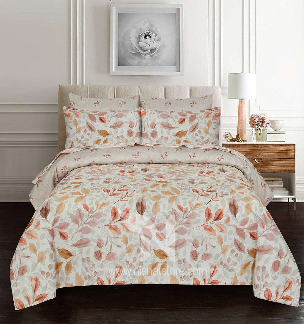 Floral Reversible Cotton Quilt Cover 6 Pcs Design 206 - Nishat Creative Store