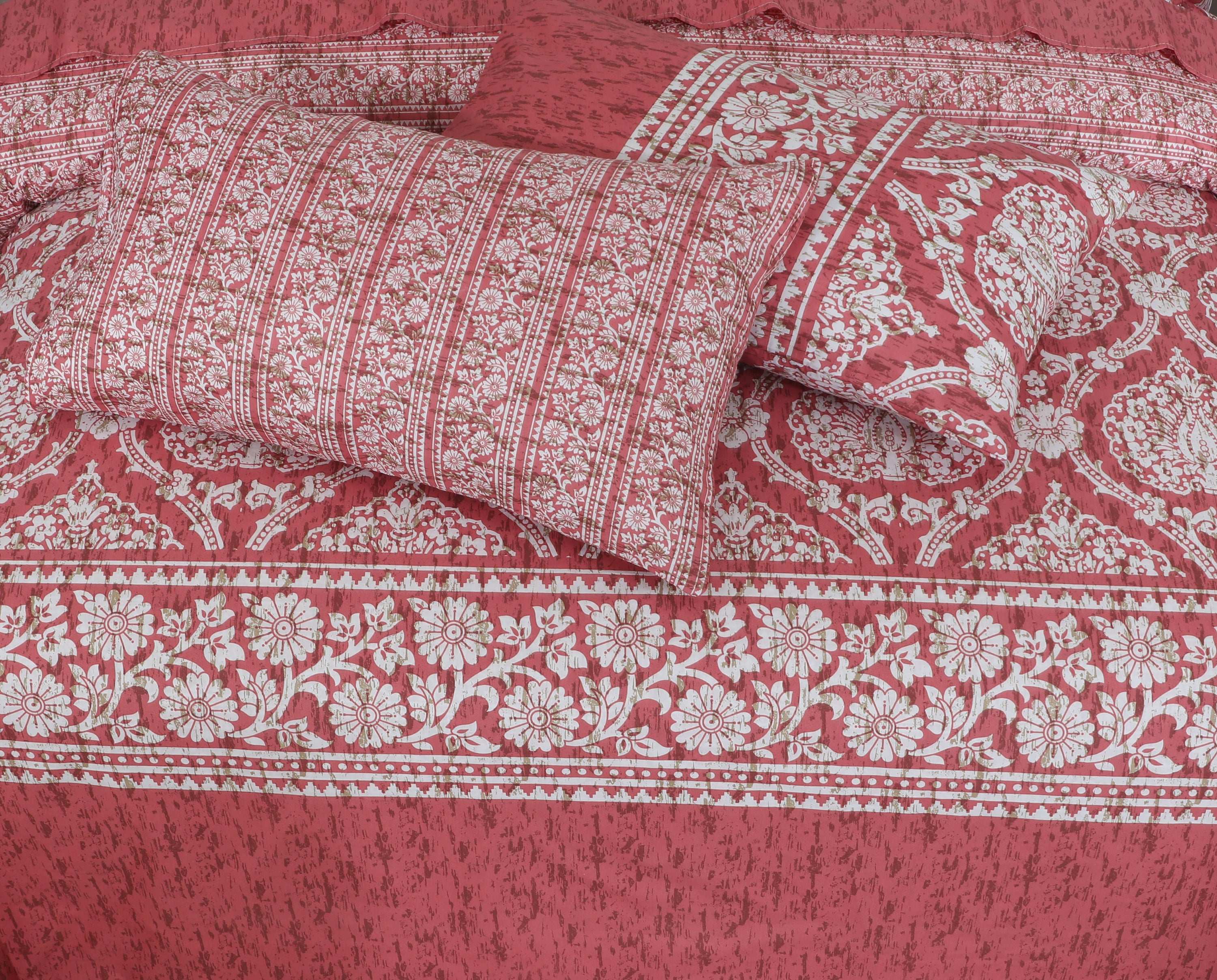 Floral Reversible Cotton Quilt Cover 6 Pcs Design 207 - Nishat Creative Store