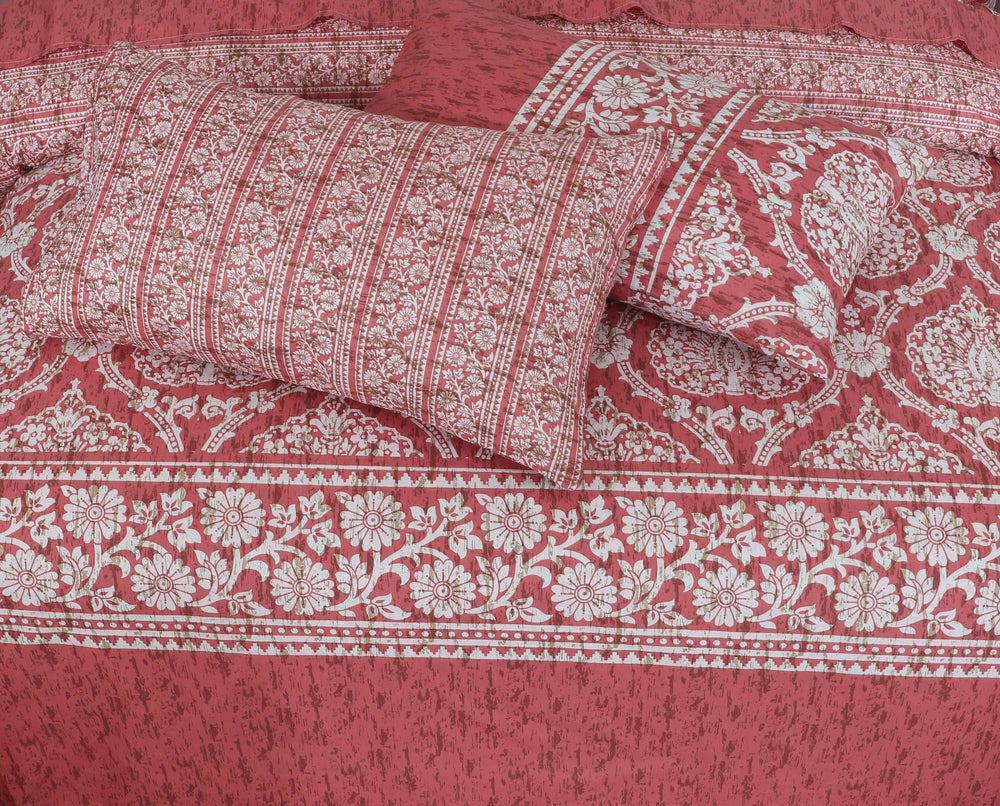 Floral Reversible Cotton Quilt Cover 6 Pcs Design 207 - Nishat Creative Store