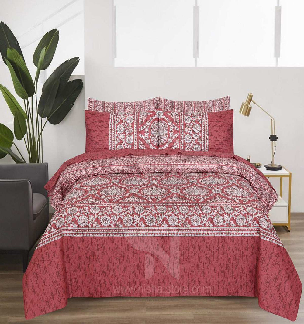 Floral Reversible Cotton Quilt Cover 6 Pcs Design 207 - Nishat Creative Store