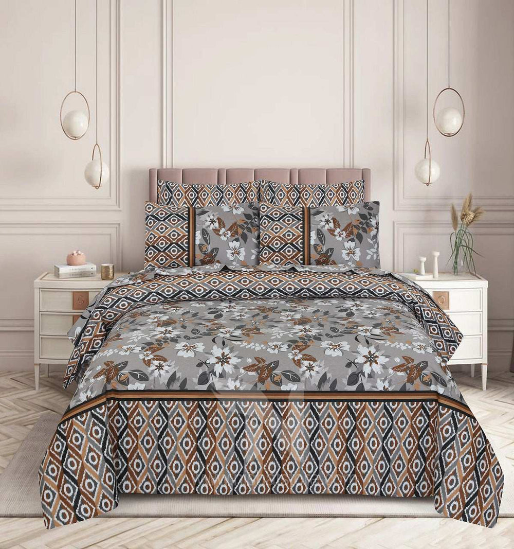 Floral Reversible Cotton Quilt Cover 6 Pcs Design 208 - Nishat Creative Store