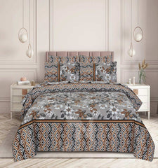Floral Reversible Cotton Quilt Cover 6 Pcs Design 208 - Nishat Creative Store