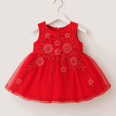 Girl Embroidered Frock Red KDS 37