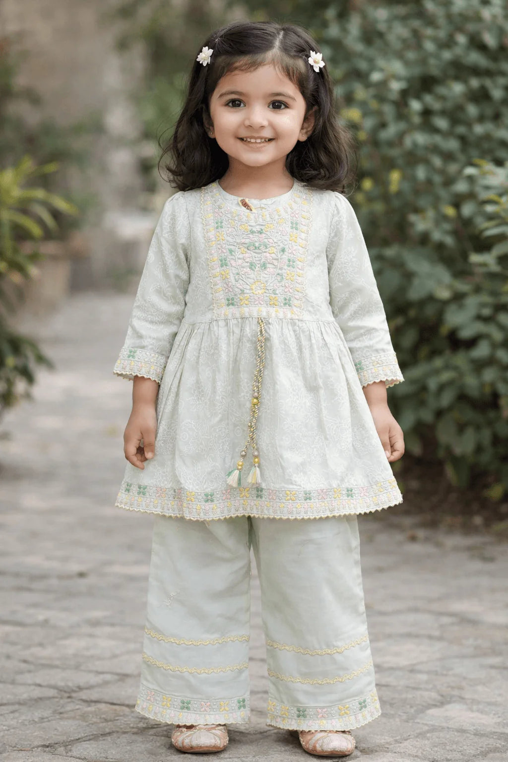 Girl Embroidery Fancy Suit 2Pcs