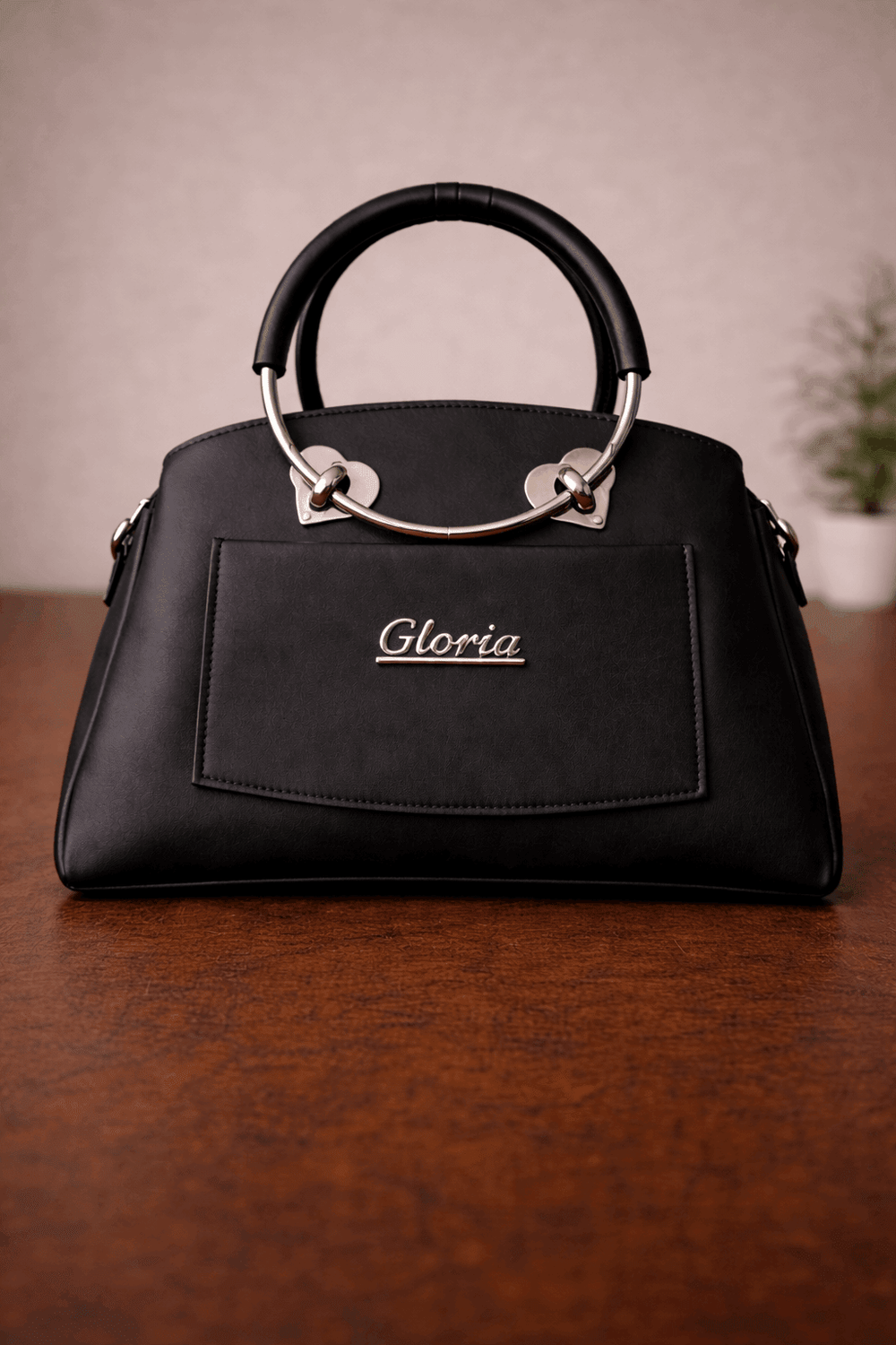 Gloria Heart-Accent Black Top-Handle Handbag - Nishat Creative Store