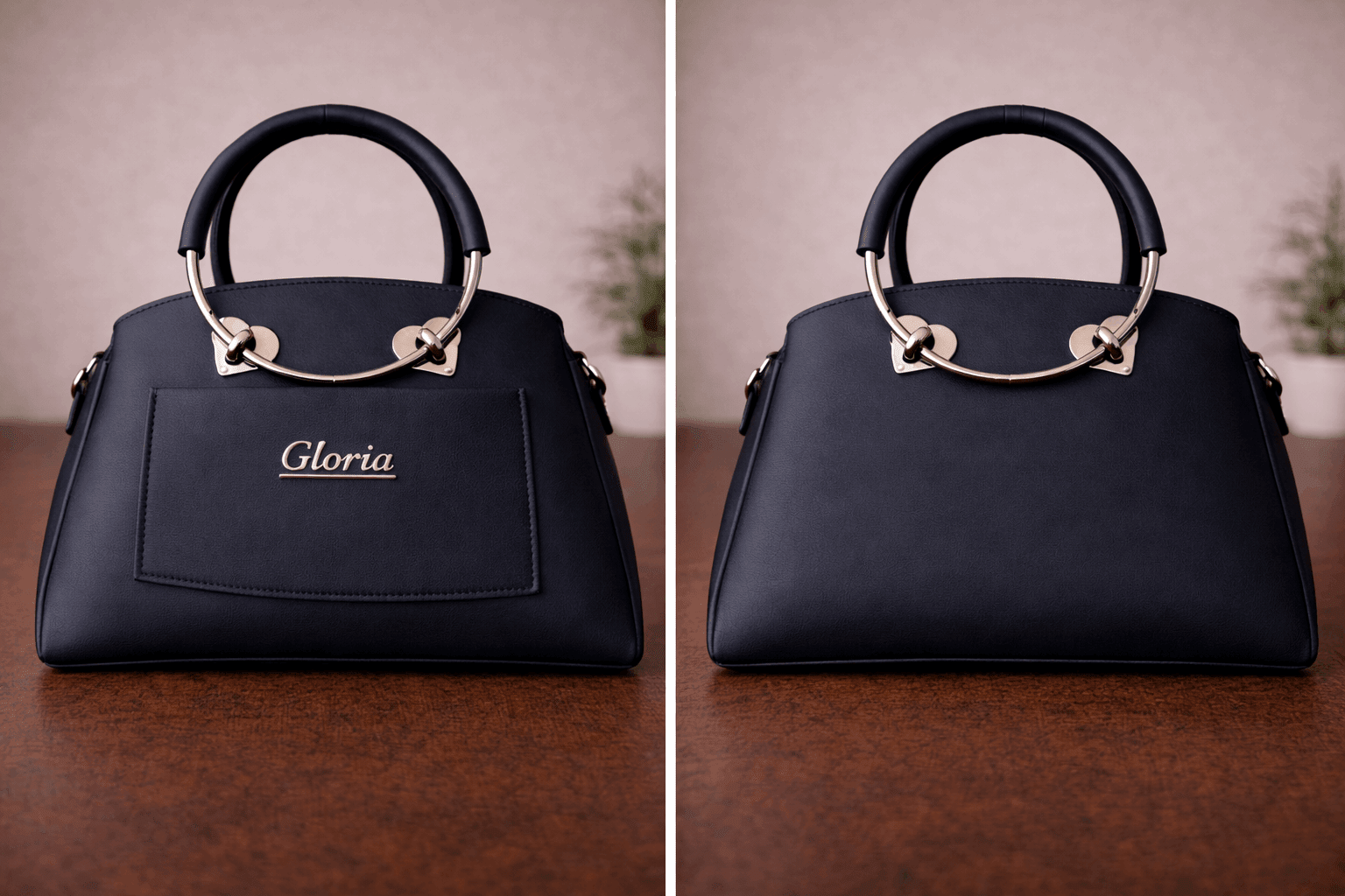 Gloria Heart-Accent Blue Top-Handle Handbag - Nishat Creative Store