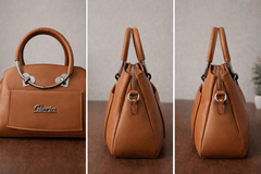 Gloria Heart-Accent Brown Top-Handle Handbag - Nishat Creative Store