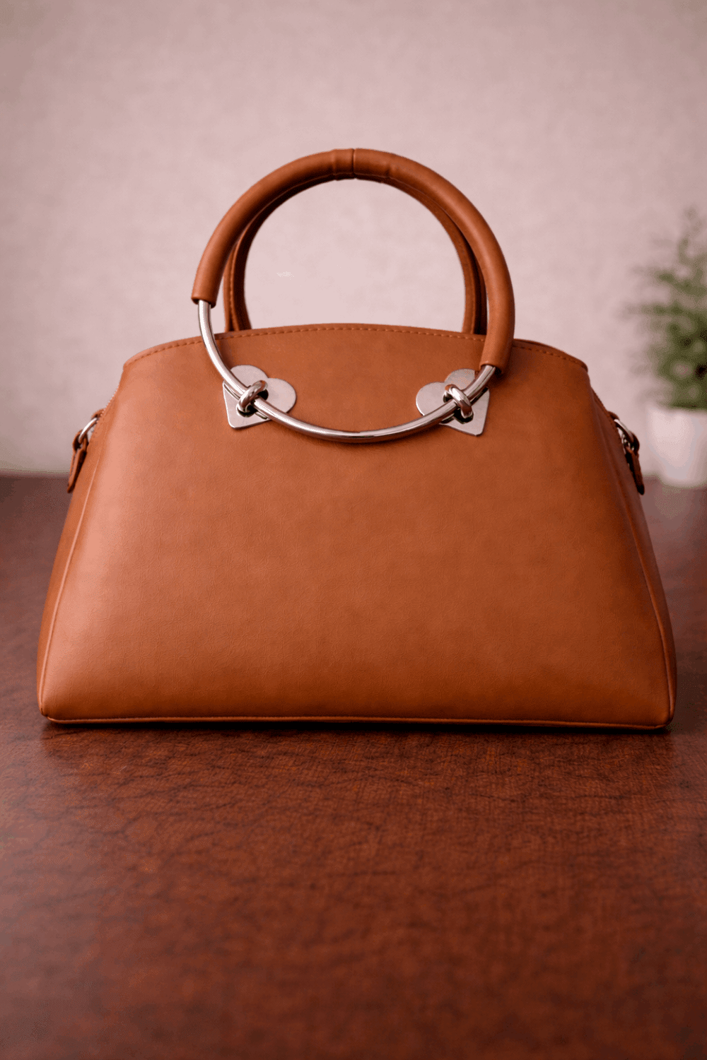 Gloria Heart-Accent Brown Top-Handle Handbag - Nishat Creative Store