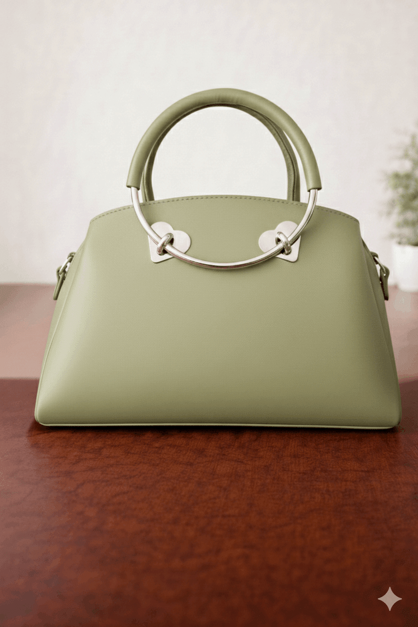Gloria Heart-Accent Green Top-Handle Handbag - Nishat Creative Store