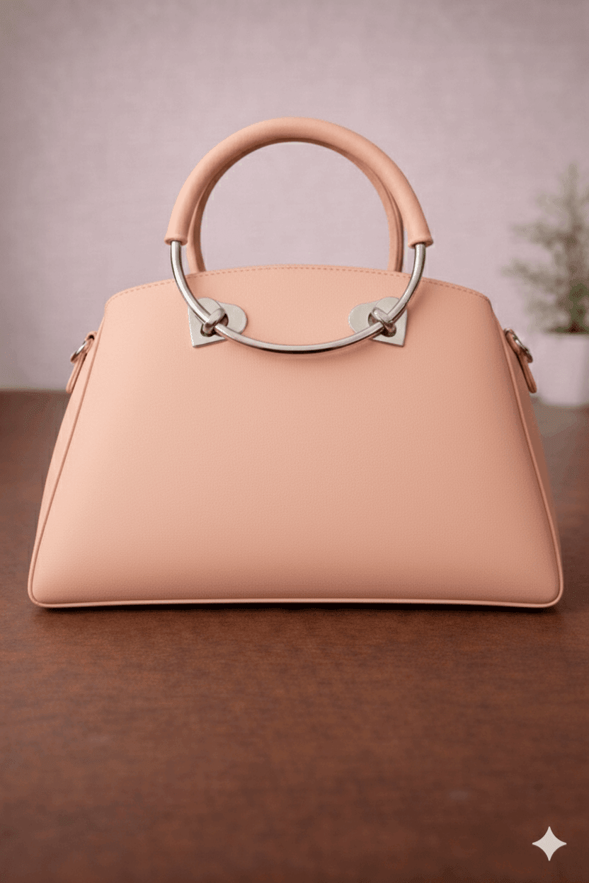 Gloria Heart-Accent Pink Top-Handle Handbag - Nishat Creative Store