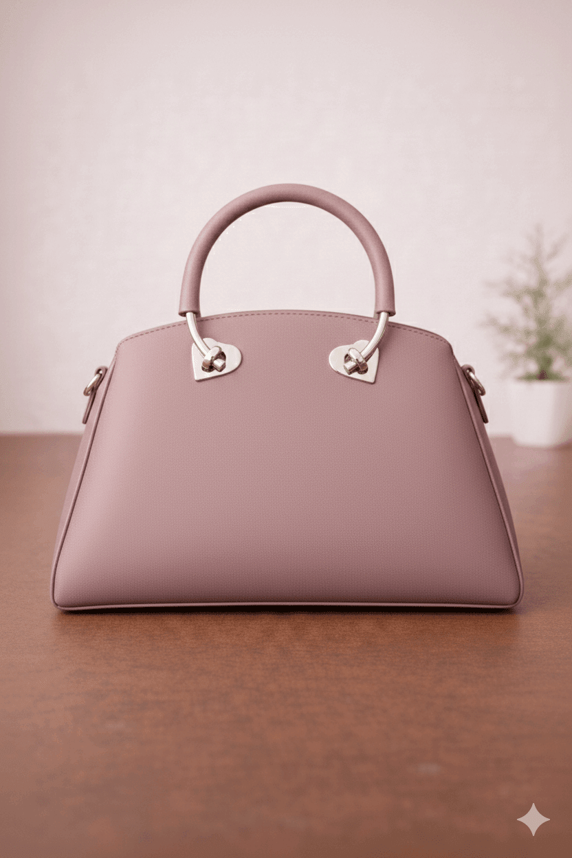 Gloria Heart-Accent Purple Top-Handle Handbag - Nishat Creative Store
