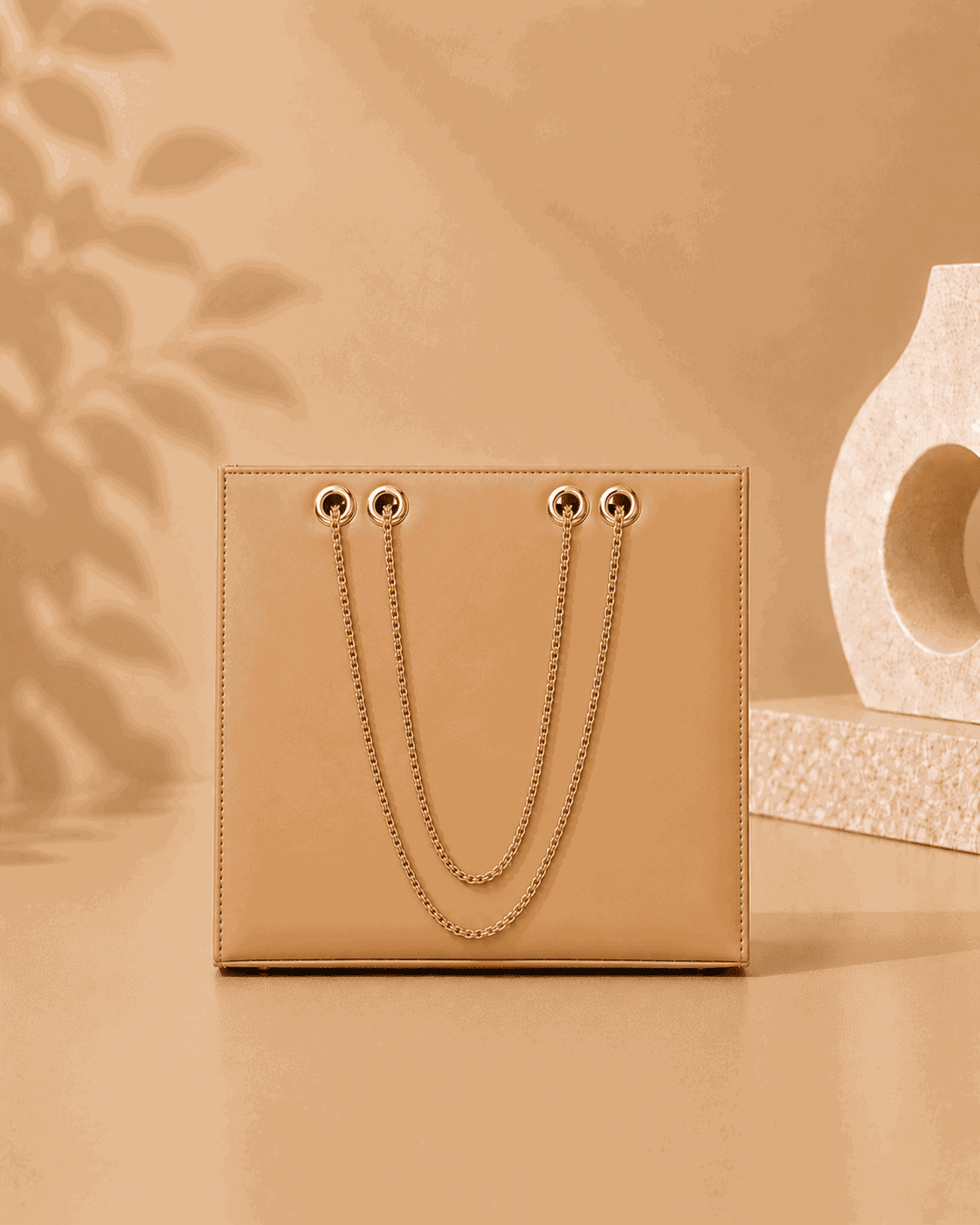 Glossy Tote Bag with Gold Chain - Nishat Creative Store