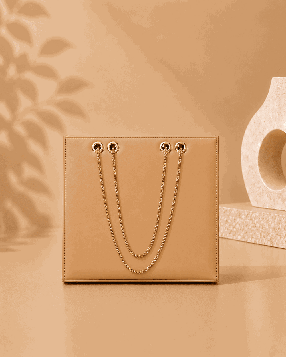 Glossy Tote Bag with Gold Chain - Nishat Creative Store