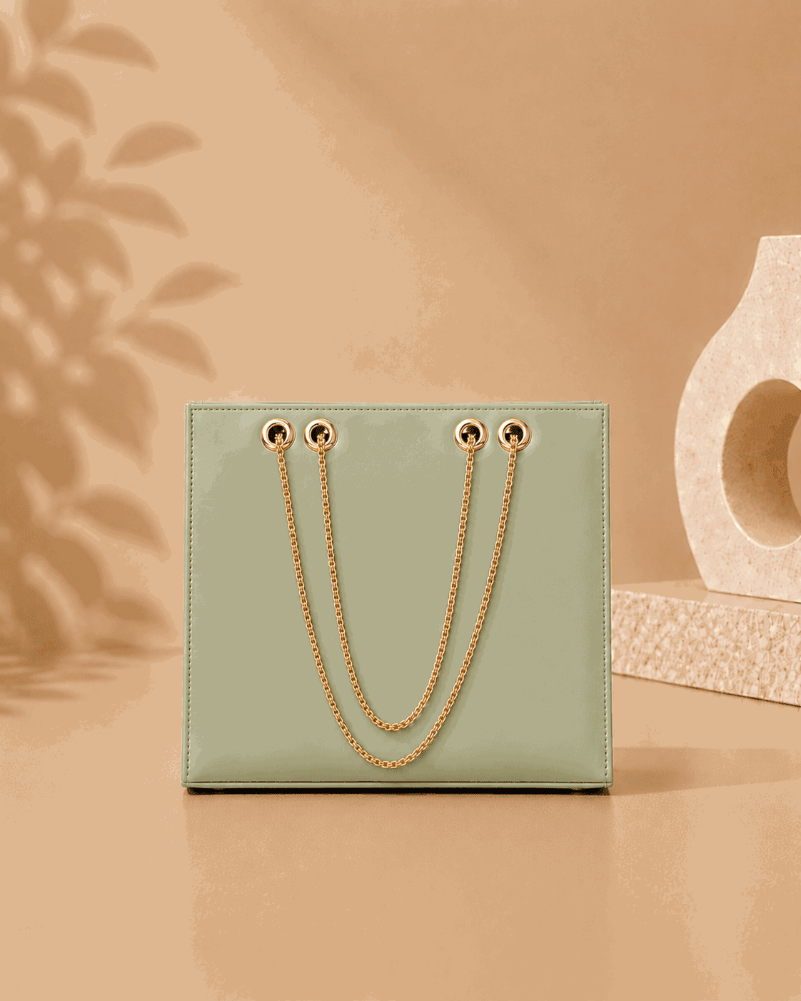 Glossy Tote Bag with Gold Chain - Nishat Creative Store