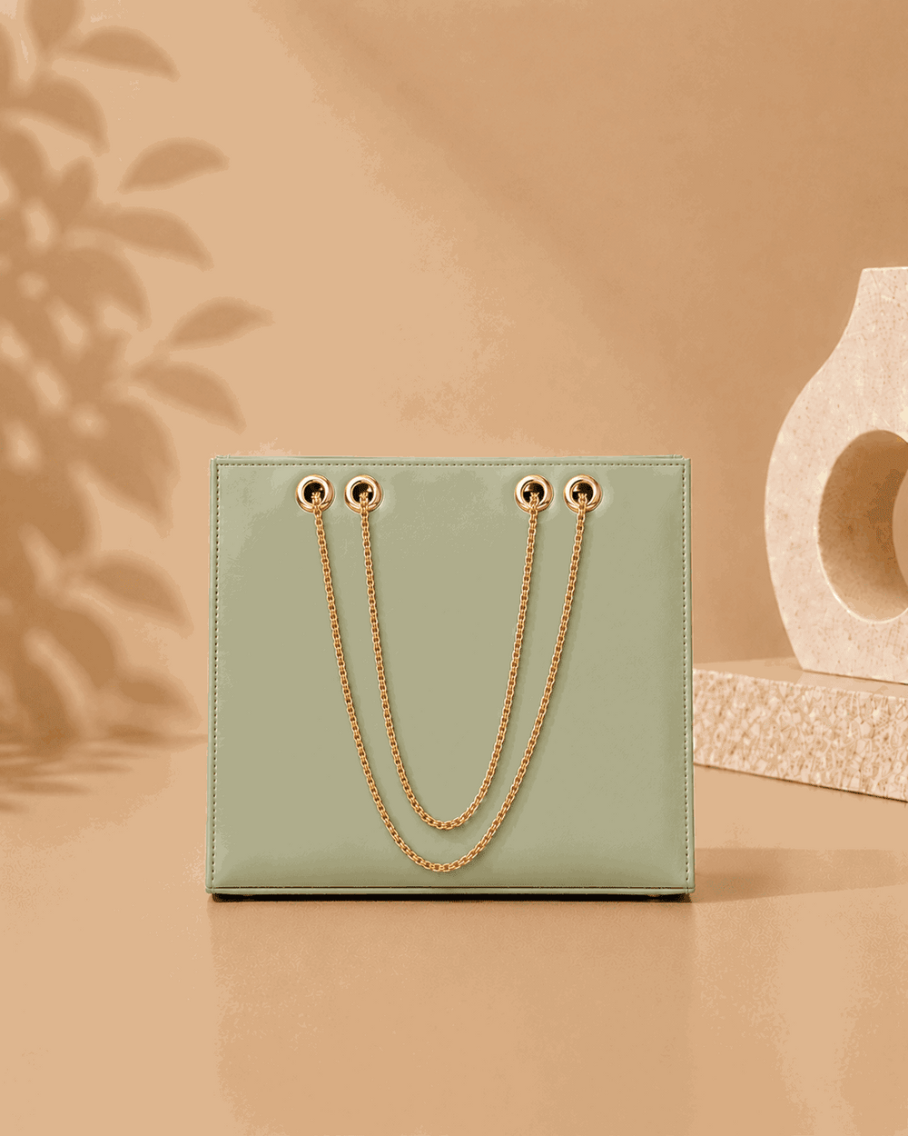 Glossy Tote Bag with Gold Chain - Nishat Creative Store