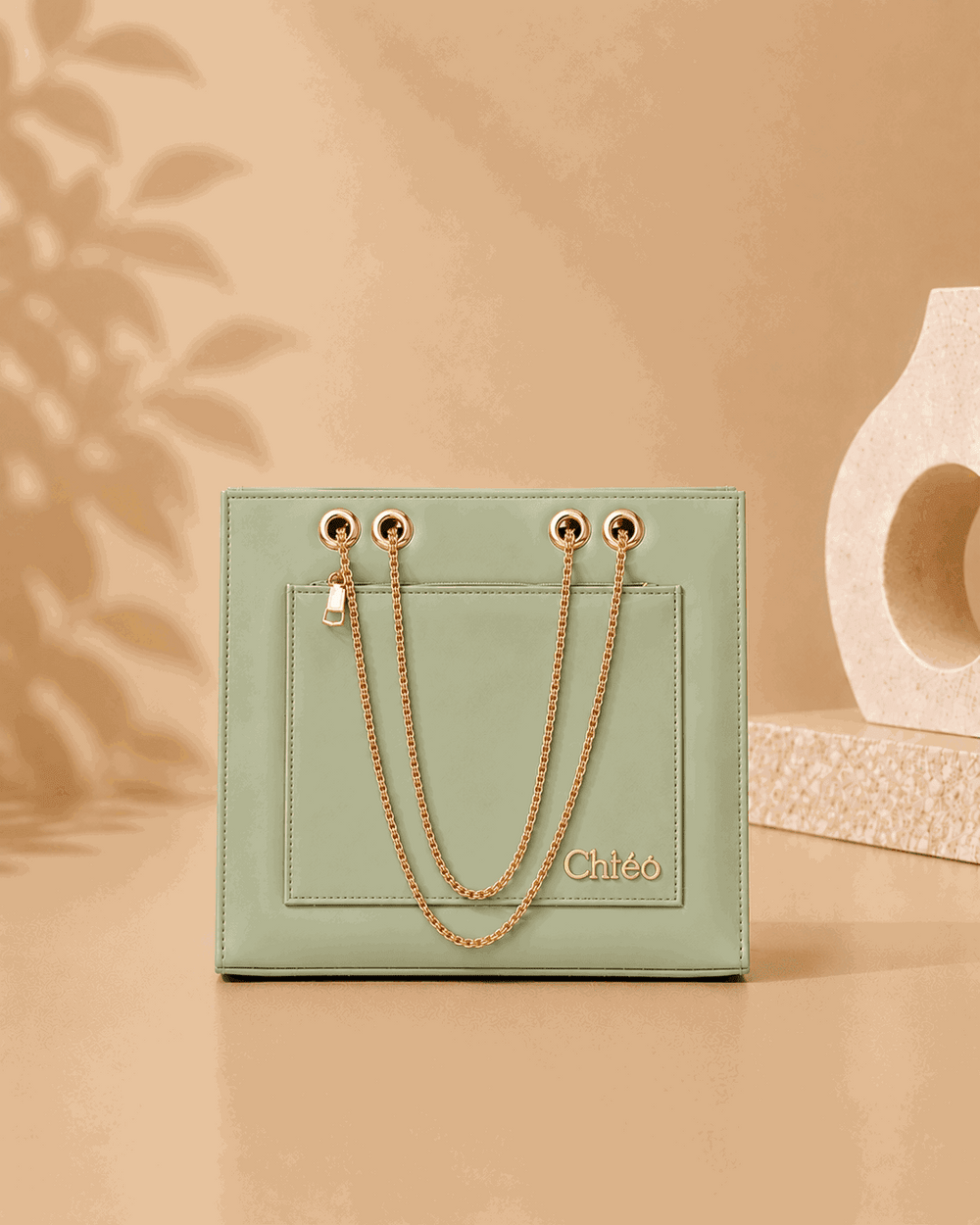 Glossy Tote Bag with Gold Chain - Nishat Creative Store