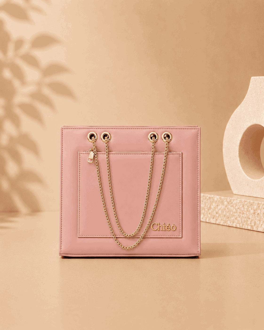 Glossy Tote Bag with Gold Chain - Nishat Creative Store