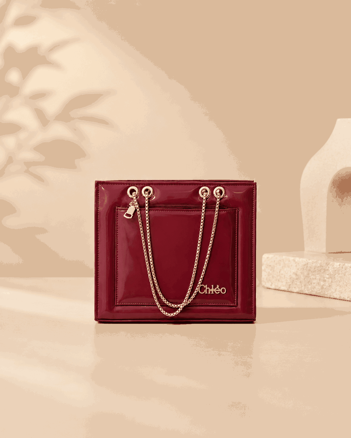 Glossy Tote Bag with Gold Chain - Nishat Creative Store