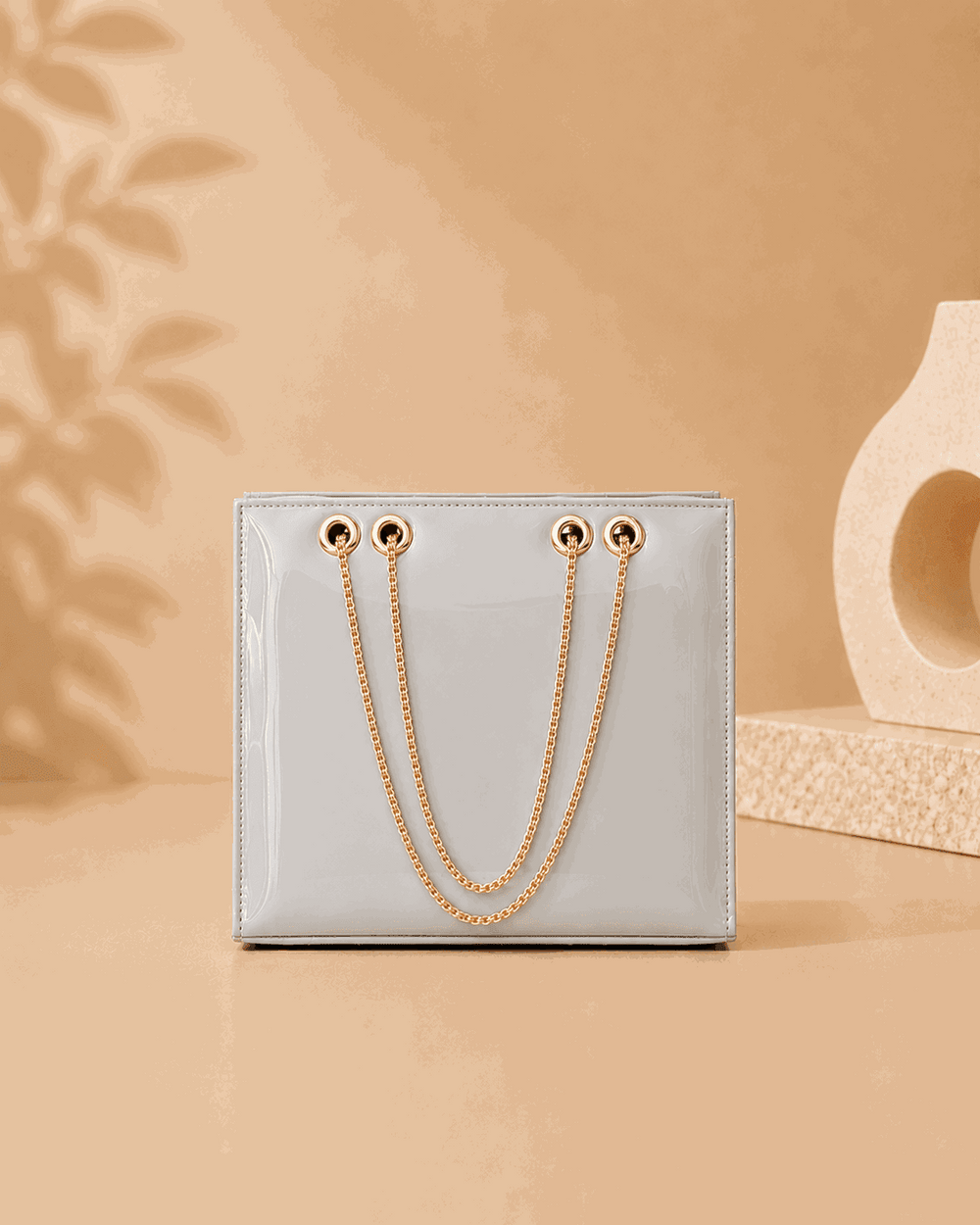 Glossy Tote Bag with Gold Chain - Nishat Creative Store