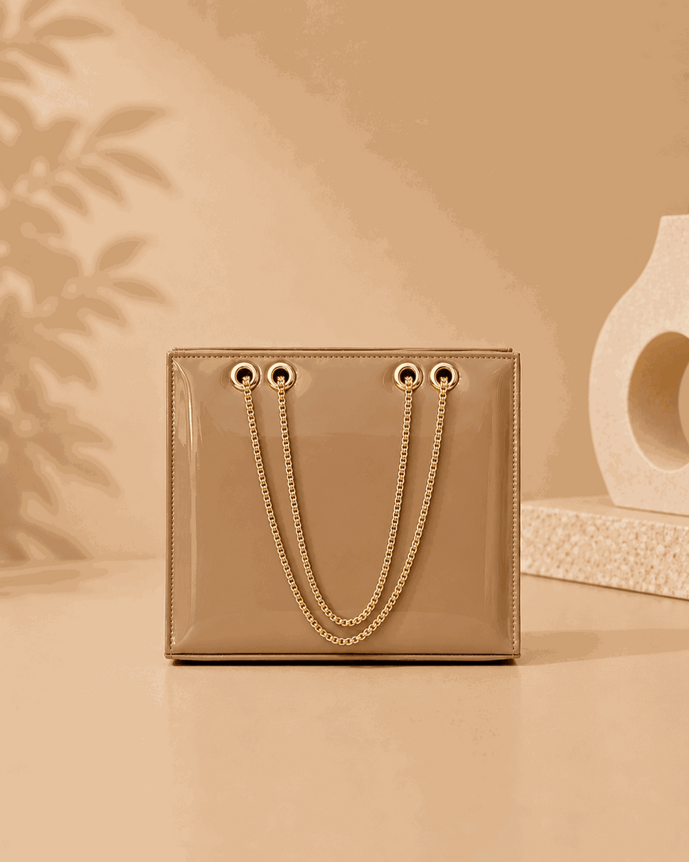 Glossy Tote Bag with Gold Chain - Nishat Creative Store