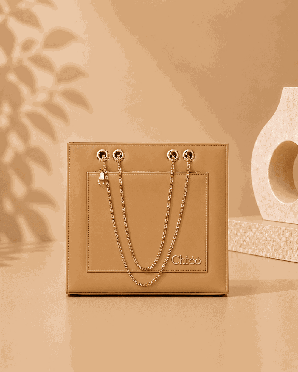 Glossy Tote Bag with Gold Chain - Nishat Creative Store
