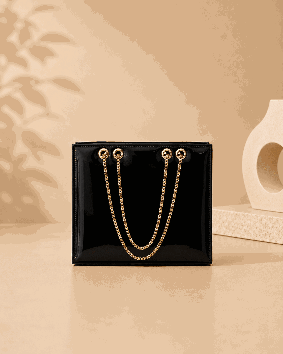 Glossy Tote Bag with Gold Chain - Nishat Creative Store