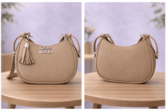 Greige Coach Hobo Bag – Leather with Tassel Accent - Nishat Creative Store