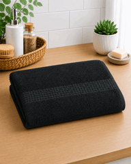 Grid Border Black Bath Towel - Nishat Creative Store